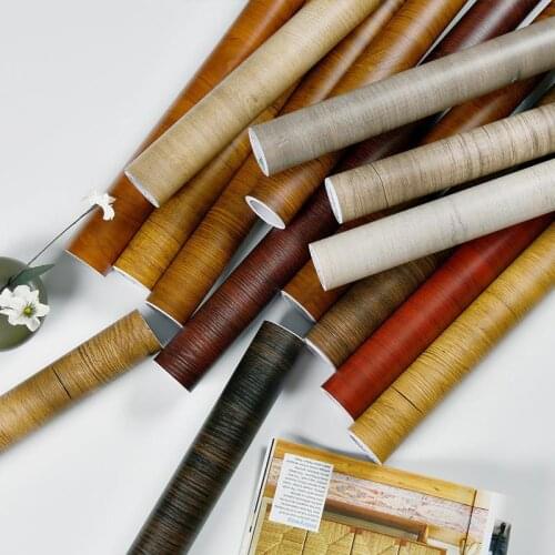 Wood Peel and Stick Pattern PVC Self Adhesive Waterproof DIY Wallpapers in Rolls Wall Stickers Restorative Old Furniture Decals