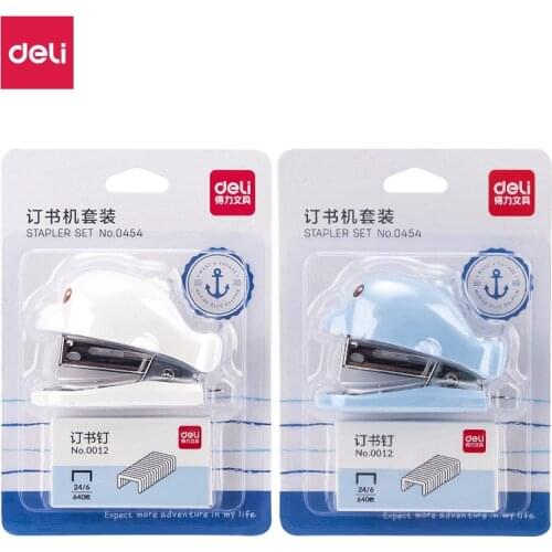 Sandro Kawaii cartoon stapler creative cute little dolphin stapler set 12# stapler stapler stationery office supplies