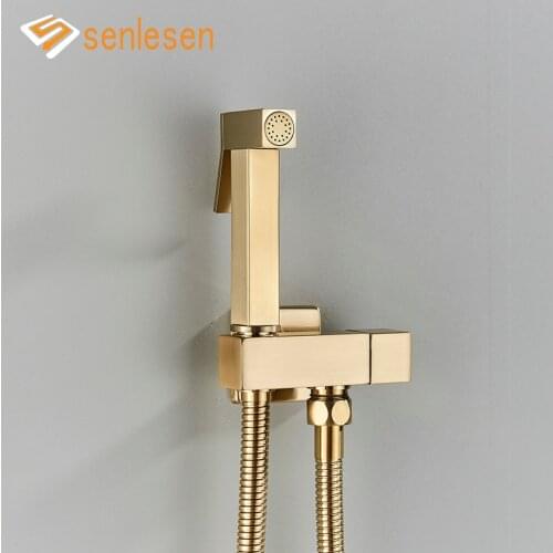 Senlesen Bidet Faucet Golden Brass Sprayer Nozzle Hot and Cold Mixer Tap Para Bathroom Cleaning Faucets