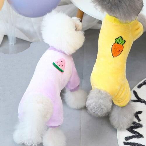 Warm Small Dog Fleece Jumpsuit Pajamas Wholesale Winter Dog Clothing Cat Overalls Maltese Chihuahua Pomeranian Yorkshire Suit