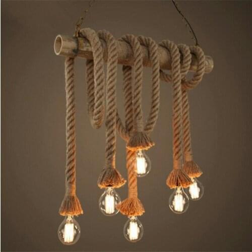 Hanging Lamp Rope Pendant Lights Industrial Vintage Retro Loft Living Room Kitchen Home Light Fixtures Decor
