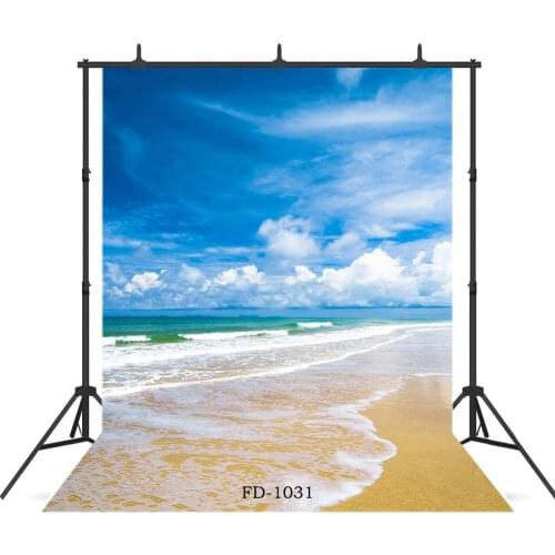Blue Sky Sea Beach Photographic Background for Wedding Child Kids Baby Shower Portrait Vinyl Cloth Photo Backdrop Photophone