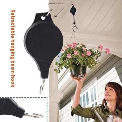 Retractable Hanging Basket Pull Down Hanger Pulley Garden Baskets Plant Pots Hanging Basin Retractable Hook Greenhouse