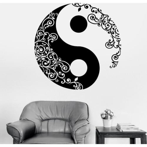 High Quality Vinyl Wall Sticker Buddha Yin Yang Floral Religion Wall Mural Art Home Wall Decoration Yoga Meditation Decal Y-351