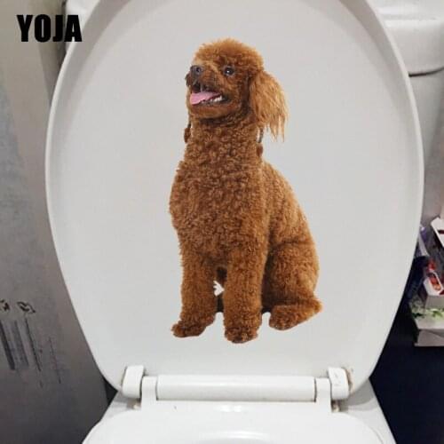 YOJA 11.9×23.4CM Tongue Pet Dog Teddy Kids Room Wall Decor Creative WC Toilet Stickers T1-2373
