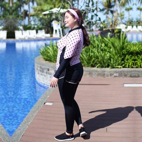 5pcs/set Womens Plus Size Zip-Front Long Sleeve Rashguard Top & Bottom Bikini Swim Surf Yoga Run Jogging Athletic Tracksuit 5XL