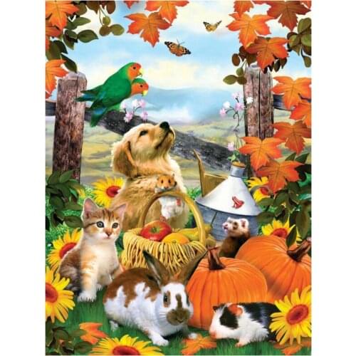 Animals Embroidery Mosaic Craft Dog Cat Full Diamond Painting Kits Crystal Picture Wall Paper Rhinestone Drawing Christmas Gift