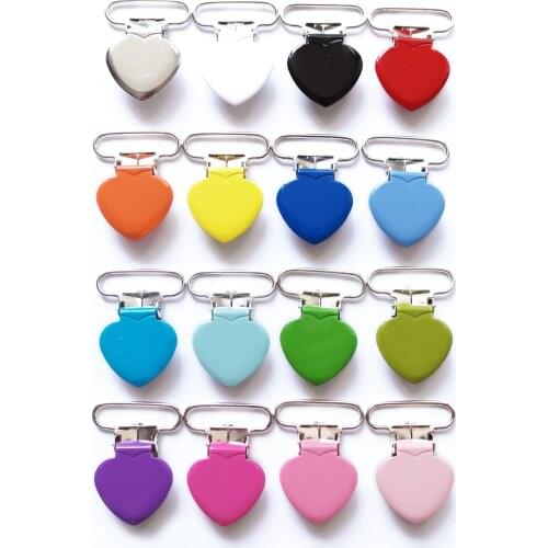 Free Shipping 1000pcs 25MM Metal Heart Pacifier Clips Suspender Clips Soother Holder For Baby Pacifier Chain Manufacturers