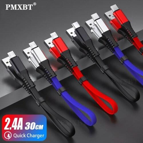 30CM Short Data Cord Micro USB Type C Cable 2.4A Fast Charger Charging For Huawei P40 Samsung S20 Mobile Phone USB Charge Cable
