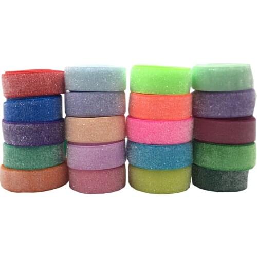 5yards/Lot 5/8'' 15mm Glitter Ribbon FOE Fold Over Elastic For DIY Hair Ties Strap Accessaries