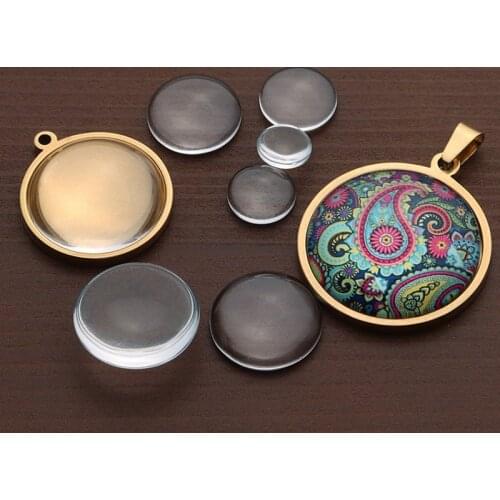 8 10 12 18 20 30 40mm Round Flat Back Clear Glass Cabochon Round Loose Beads Cabochon Cameo Fit Pendants Bsase Tray For Jewelry