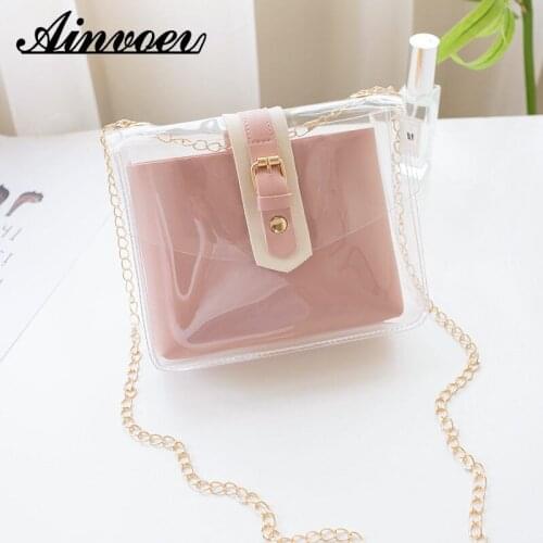 Ainvoev 2020 Brand Travel Handbags Crossbody Mobile Phone Change Purse Ladies Girl Casual Transparent PVC Jelly Shoulder bags