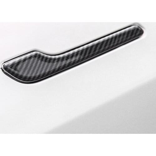 Car Accessories for Tesla Model 3 Y 2020 2021 ABS Carbon Fiber Grain Door Handle Trim Anti-Scratch Molding Strips