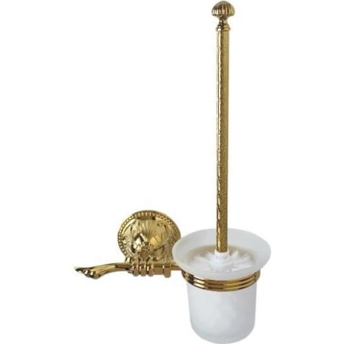 Free shipping Ti-gold flowers toilet brush holder