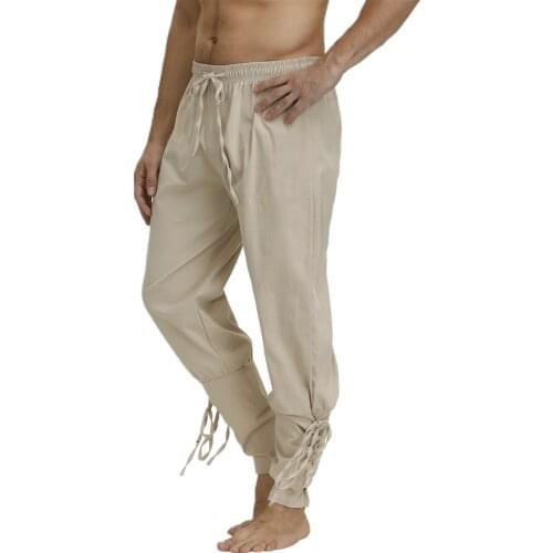 2021 Hip-hop Mid-waist Pants for Men Viking Cosplay Renaissance Medieval Gothic Pants Pirate Costume Trouser Men Women