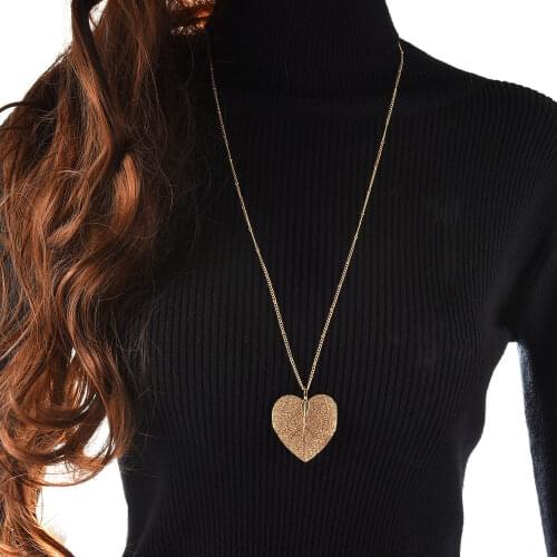 Cross Border Ornament Single Layer Varved Leaf Necklace New Style Harajuku-Style Single Layer Long Sweater Chain