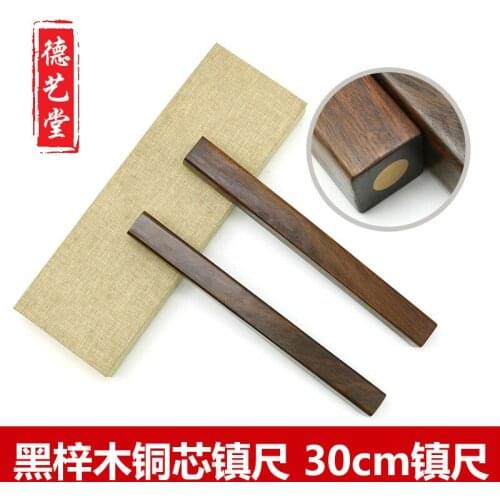 Ebony Copper core Zhen Chi solid wood paperweight calligraphy and painting blackwood paper weight