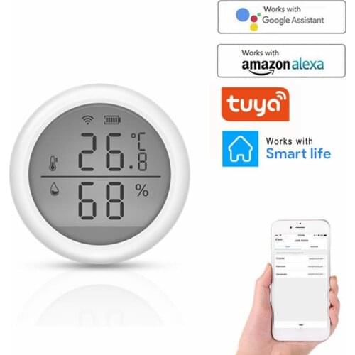 Tuya WIFI Temperature And Humidity Sensor Indoor Hygrometer Thermometer With LCD Display Support Alexa Google Home Assistant