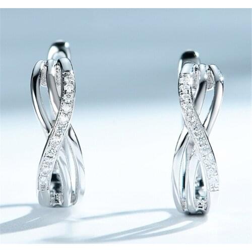 DY 925 Sterling Silver Earring Clear Cubic Zirconia High Quality Simple Love Hoop Earring Gift for Women Couples Fashion Jewelry