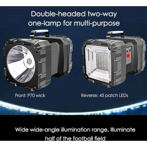 Flashlight 10000mAh Phone Charger Portable Double Head Searchlight Handheld LED Spotlight 40W W844 100000lm Disaster Prevention
