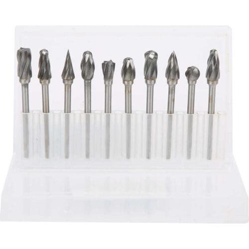 10Pcs Rotary Burr Bits Single Flute Roughing Grind Cutter Tungsten Steel Alloy Carving Tools 3x6mm Milling Cutters For Drill Bit