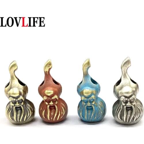 Chinese Style Vintage Brass God of Longevity Gourd Knife Beads Keychains Pendants DIY Handmade Jewelry Accessories Umbrella Rope