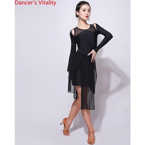Latin Dance Set Female Adult Elegant Body Suit Practice Clothes New Sexy Tassel Skirt Ballroom Dancing Performance Clothing Suit