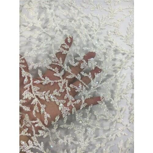 5yards glued glitter tulle mesh hand print lace fabric for sawing wedding bridal /evening dress Bzl-102441