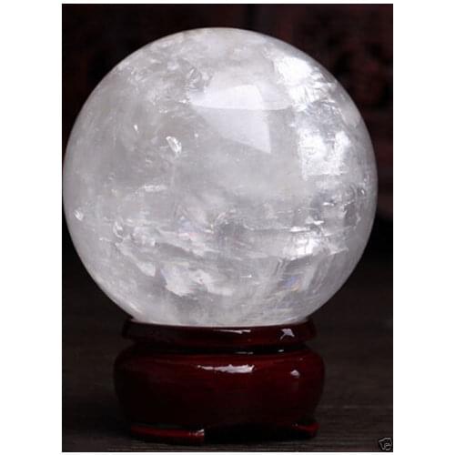 Healing Sphere magic decoration Fine gift 60mm + Stand Natural White Calcite Quartz Crystal Sphere Ball Healing Gem stone