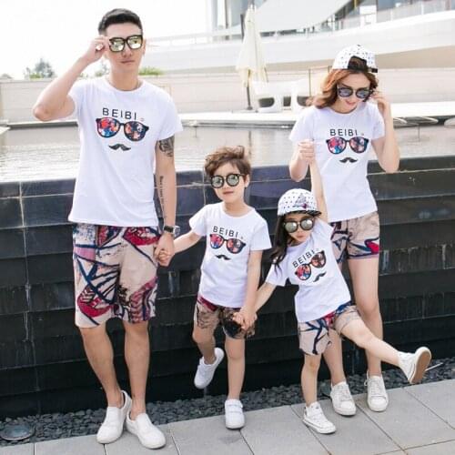 Summer Baby Girl Matching Clothes Korean Family Matching Clothes Couple Tshirt Dad and Son Pijama Familiar Clothes AE50FC
