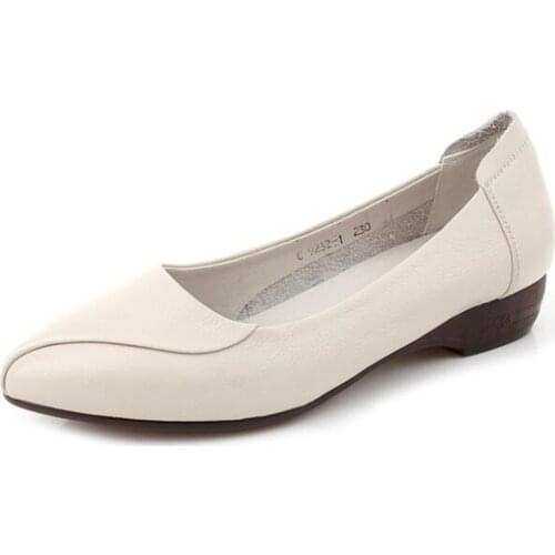 Hot Selling 2020 New Spring Elegant Temperament Pointed Shoes Comfortable Convenient Shallow Women Shoes Genuine Leather Shoes