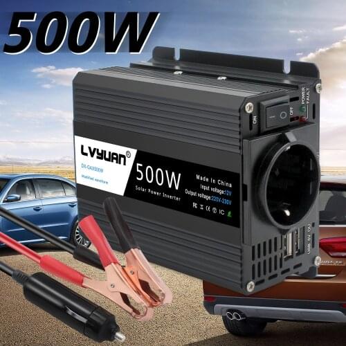 Micro Car Inverter 12v 220V 500W EU Convert Car Transformer Car Solar Power Adapter Appliances Webasto 12 volts Inversor Usb