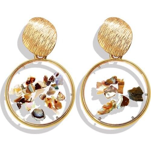 MISANANRYNE New Shell Acrylic Tortoise Korean Earrings Women Resin Round Drop Dangle Earring Brincos Geometric Fashion Jewelry