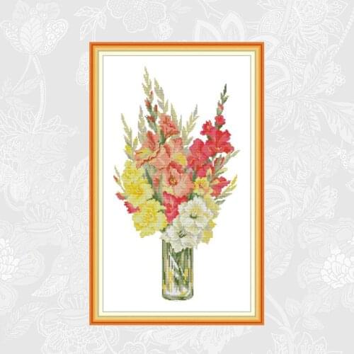 Gladiolus Cross Stitch kit Aida Fabric14ct 11ct Counted Printed Canvas Stitches Embroidery Home Decoration Handmade Needlework