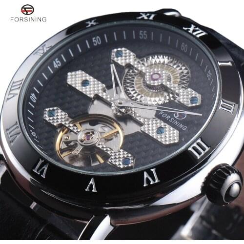 New FORSINING New Series Rome Flywheel Automatic Mechanical Watches Men Luxury Famous Top Brand Dress Leather Wrist Watch