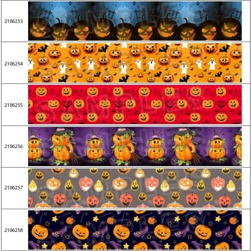 New 10yadrs Happy Halloween Pumpkin Pattern Printed Grosgrain / Satin Ribbons