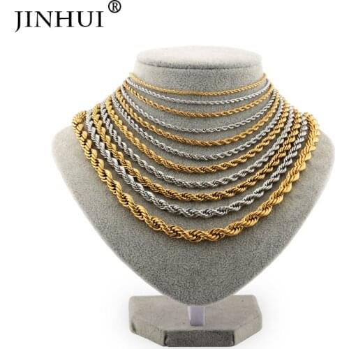 Jin Hui African fashion Men Silver Gold color Necklaces length 45 50 60cm Women give boy friends Jewelry Birthday Necklace Gift
