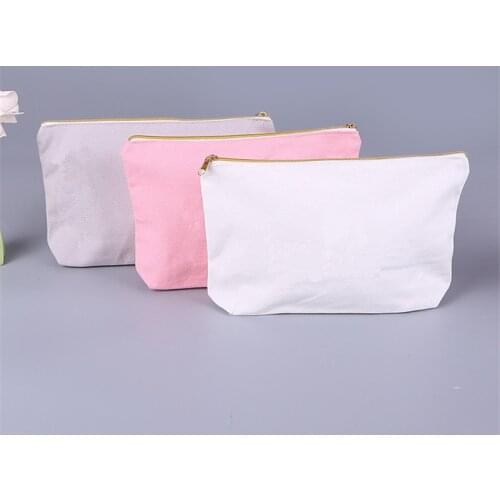 Pink White Grey Large Canvas Zipper Pencil Cases Pen Pouch Cotton Cosmetic Bag Makeup Bags Mobile Phone Clutch Bag Organizer