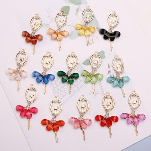 10pcs/lot 60*30MM Ballet Girl Resin Rhinestone Alloy Buttons for Craft Sewing Button for Clothes Hair DIY Accessories Decorative