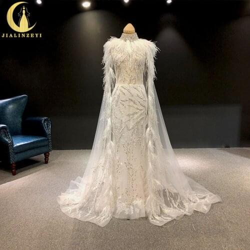 Rhine real Pictures Zuhair Murad Crystal With Velvet Feathers Mermaid Shawl Arabic платье 2021 Evening Dresses Long