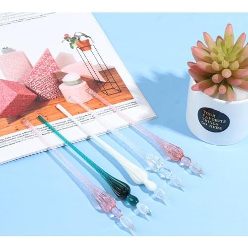 1 Pc Crystal Glass Dip Pen Set Non-carbon Ink Fountain Signature Pen Writing Tools Soda Lime Glass Pen