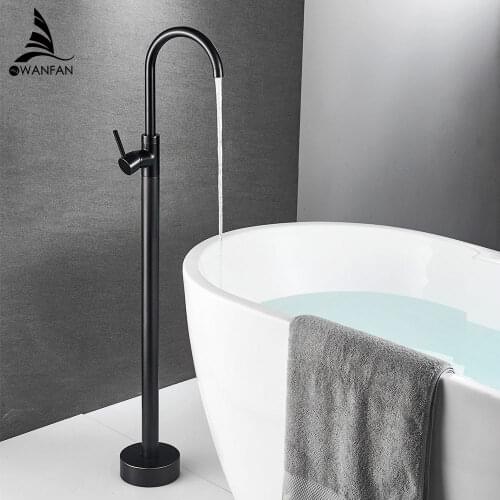 Bathtub Faucet Brass Chrome Floor Mount Bathroom Faucet Swivel Spout Single Handle Tub Filler Hand Shower Sprayer Mixer Tap 6021