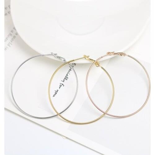 Modern 2020 Gold Big Round Thin Hoop Female Earrings Jewerly With Charm For Woman Girls Ear Clip Korean different earrings cheap
