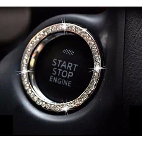 1pc Universal Auto Interior Covers Decorator Silver Accessories Button Start Switch Diamond Ring Car Tuning Car Products