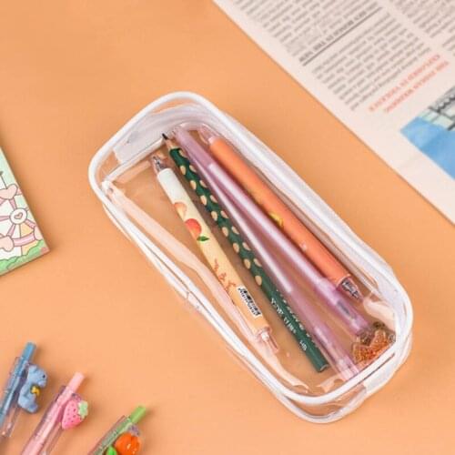 Portable Multi-purpose Clear Cosmetics Organizer Bag Clear Pencil Pouch Large Zippred Pocket Design for School Travel LX0B