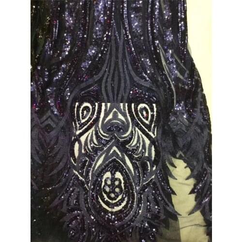 Top grade YG-607 tulle lace African French fabric embroidery sequins lace fabric with sequins