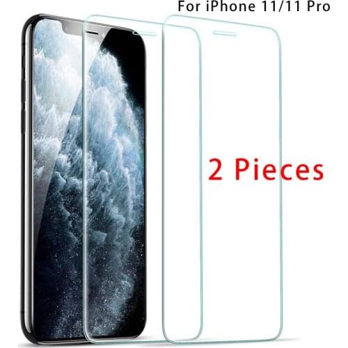 2Pcs Protective Glass for iPhone XR X XS Max SE 2020 7 8 Plus 6 6S Screen Protector Film HD Tempered Glass On for iPhone 11 Pro