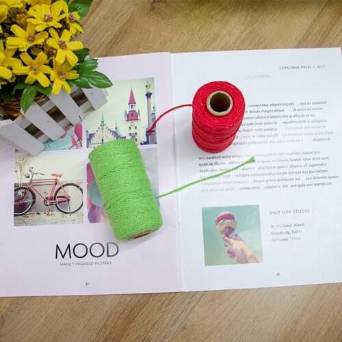 100m/2mm/roll Macrame Cotton Cord Rope String Sewing Colored Rope Artisan DIY Wedding Supplies Party Decoration