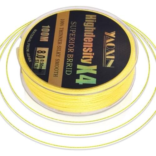 100M 8 Strands Braided Fishing Line PE Multilament Braid Lines Wire Smoother Floating Fishing Line Yellow