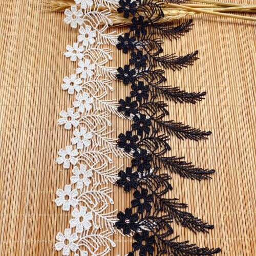 2Meters White Black Tassel Lace Trims Flower Leaf Appliques Polyester Costume Trimming Home Pajamas Wedding Dress Decoration